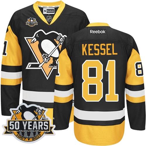 Penguins #81 Phil Kessel Black Alternate 50th Anniversary Stitched Youth NHL Jersey